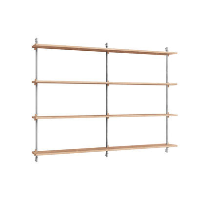 Wall Shelving System Sets (115 cm) by Moebe - WS.115.2.B / Stainless Steel Uprights / Oiled Oak