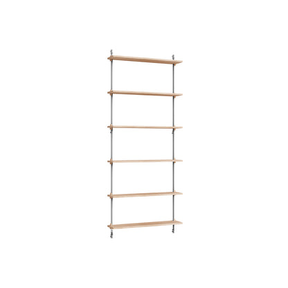 Wall Shelving System Sets (200 cm) by Moebe - WS.200.1 / Stainless Steel Uprights / Oiled Oak