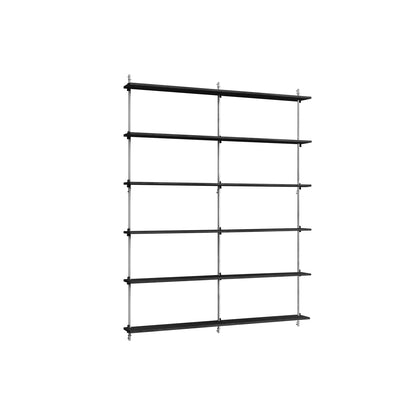 Wall Shelving System Sets (200 cm) by Moebe - WS.200.2.B / Stainless Steel Uprights / Black Painted Oak