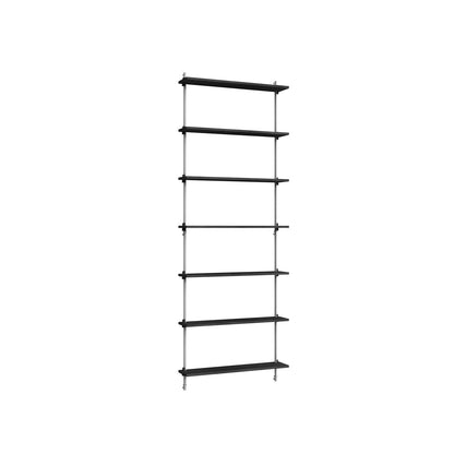 Wall Shelving System Sets (230 cm) by Moebe - WS.230.1 / Stainless Steel Uprights / Black Painted Oak
