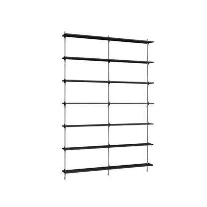 Wall Shelving System Sets (230 cm) by Moebe - WS.230.2.B / Stainless Steel Uprights / Black Painted Oak