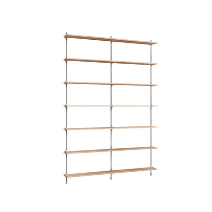 Wall Shelving System Sets (230 cm) by Moebe - WS.230.2.B / Stainless Steel Uprights / Oiled Oak