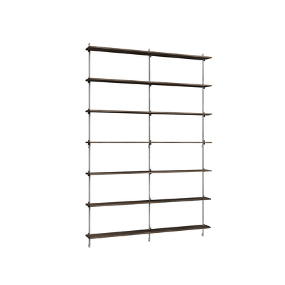 Wall Shelving System Sets (230 cm) by Moebe - WS.230.2.B / Stainless Steel Uprights / Smoked Oak