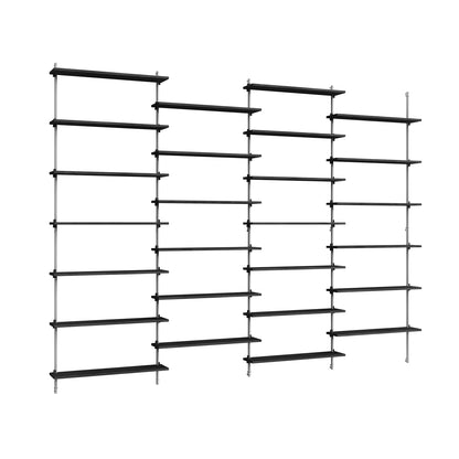 Wall Shelving System Sets (230 cm) by Moebe - WS.230.4 / Stainless Steel Uprights / Black Painted Oak