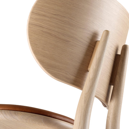 Mater High Stool Backrest - Matt Oak Base / Walnut Nuance Leather Seat
