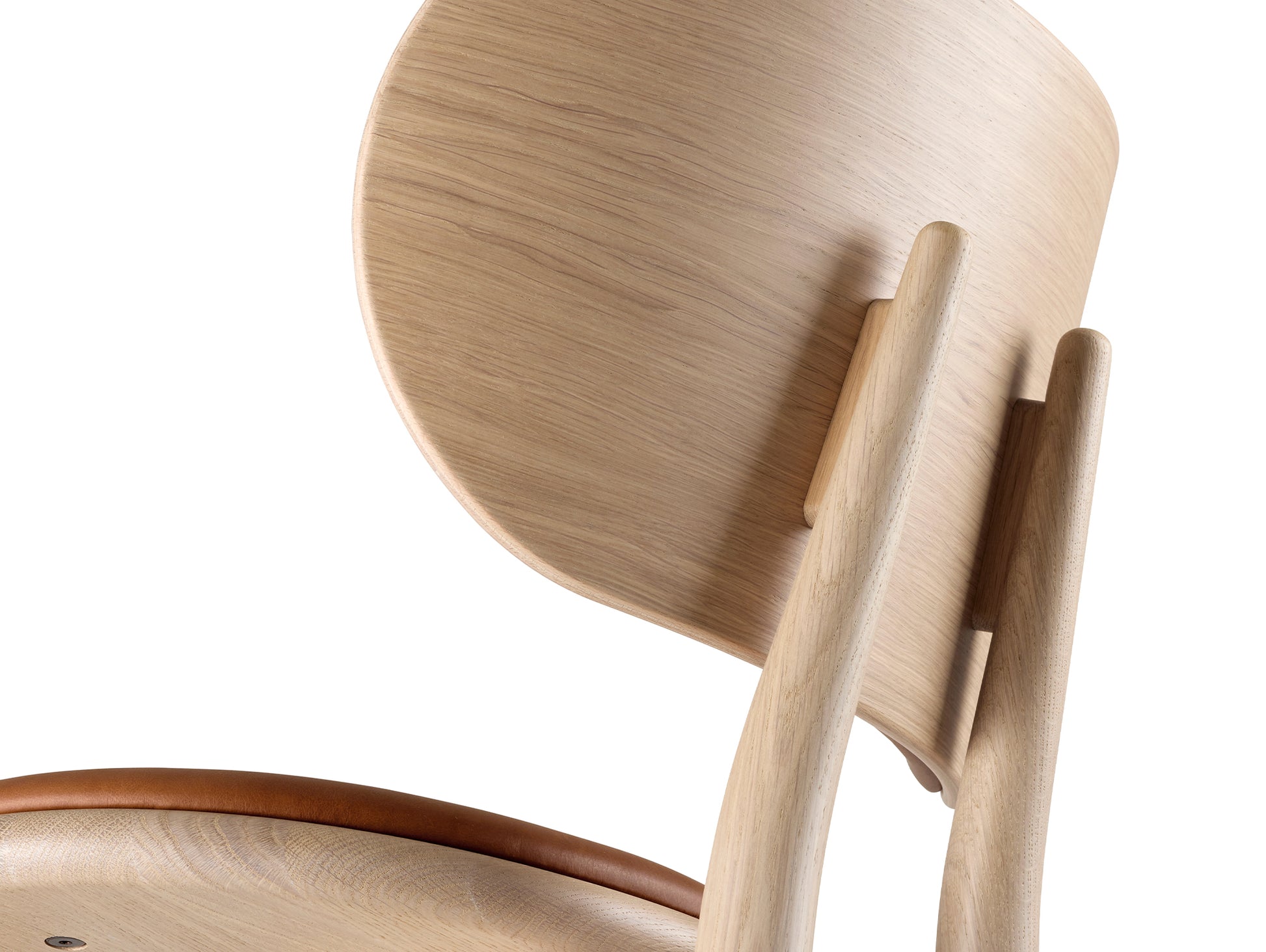 Mater High Stool Backrest - Matt Oak Base / Walnut Nuance Leather Seat
