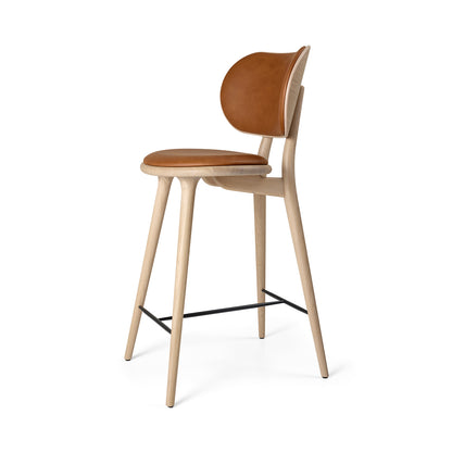 Mater High Stool Backrest - Matt Oak Base / Walnut Nuance Leather Seat
