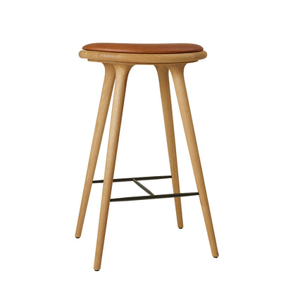 Mater High Stool - Oiled Oak Base / Walnut Leather Seat