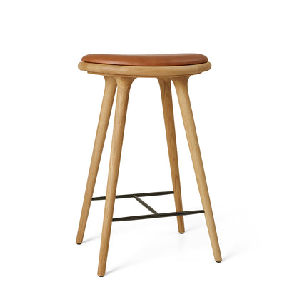 Mater High Stool - Oiled Oak Base / Walnut Leather Seat
