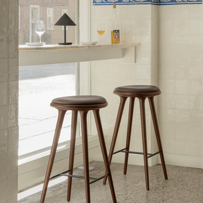 Mater High Stool - Brown Stained Beech Base / Dark Brown Nuance Leather