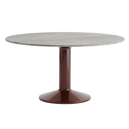 Midst Table Marble by Muuto - Grey Marble Tabletop / Dark Red Steel Base