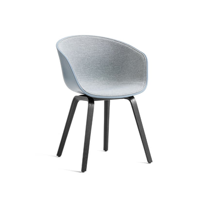 About A Chair AAC 22 - Front Upholstery by HAY - Slate Blue 2.0 + Mode 002 Shell / Black Lacquered Oak Base