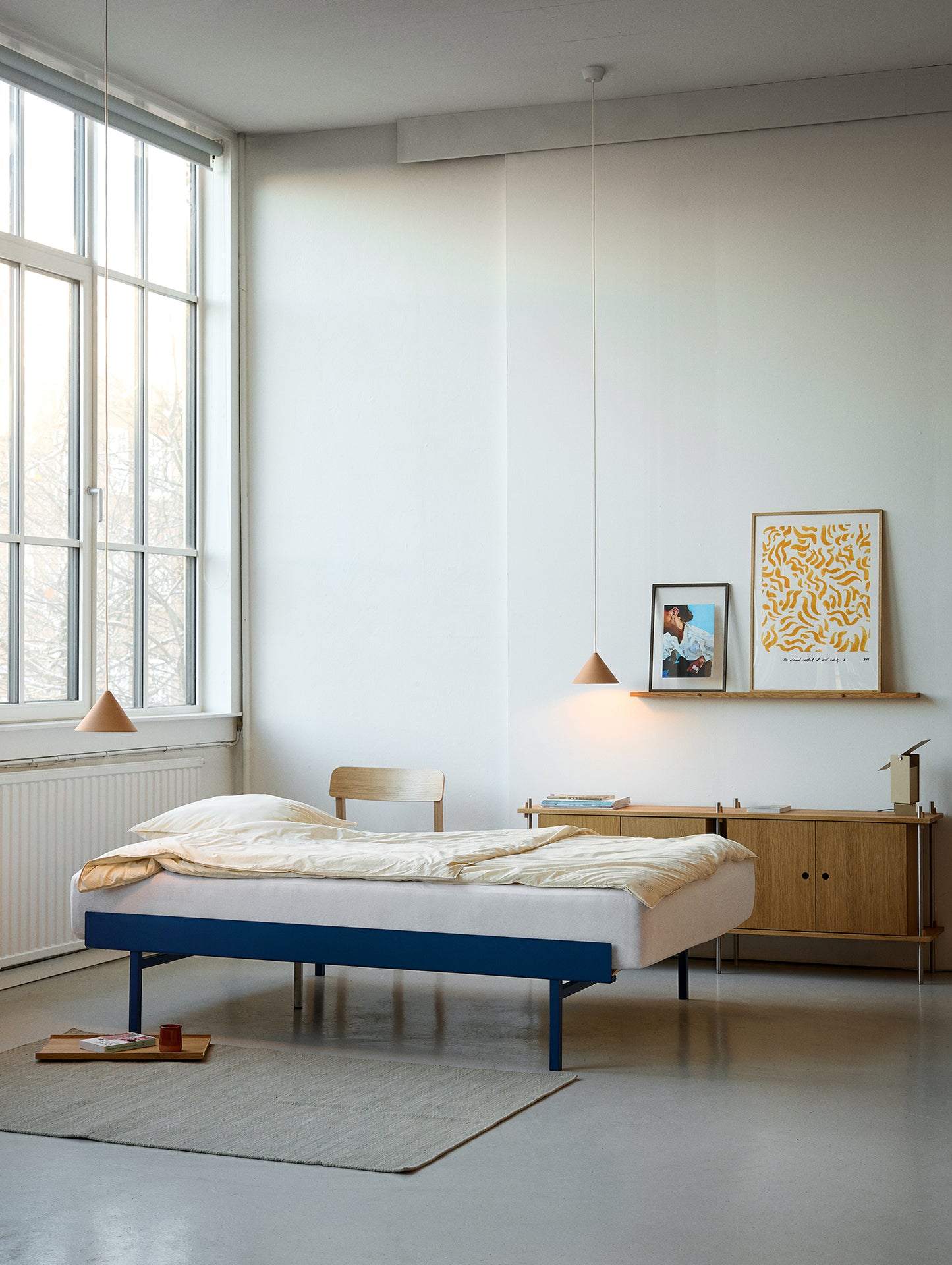 Bed 90 - 180 cm (High) by Moebe- Cobalt Blue
