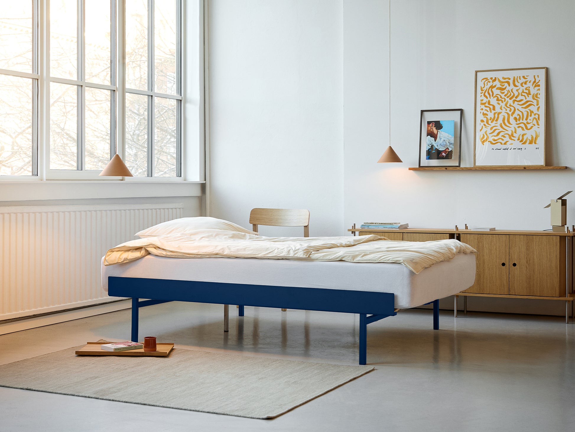 Bed 90 - 180 cm (High) by Moebe- Cobalt Blue