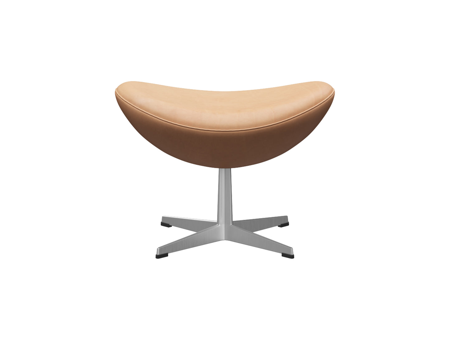 Egg Footstool by Fritz Hansen - Brushed Aluminium / Natural Leather