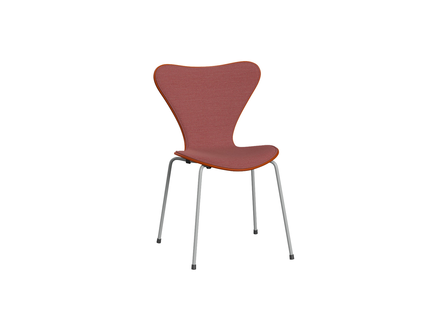 Series 7™ 3107 Dining Chair (Front Upholstered) by Fritz Hansen - Nine Grey Steel / Front: Steelcut Trio 3 636 / Back: Paradise Orange Lacquered Veneer