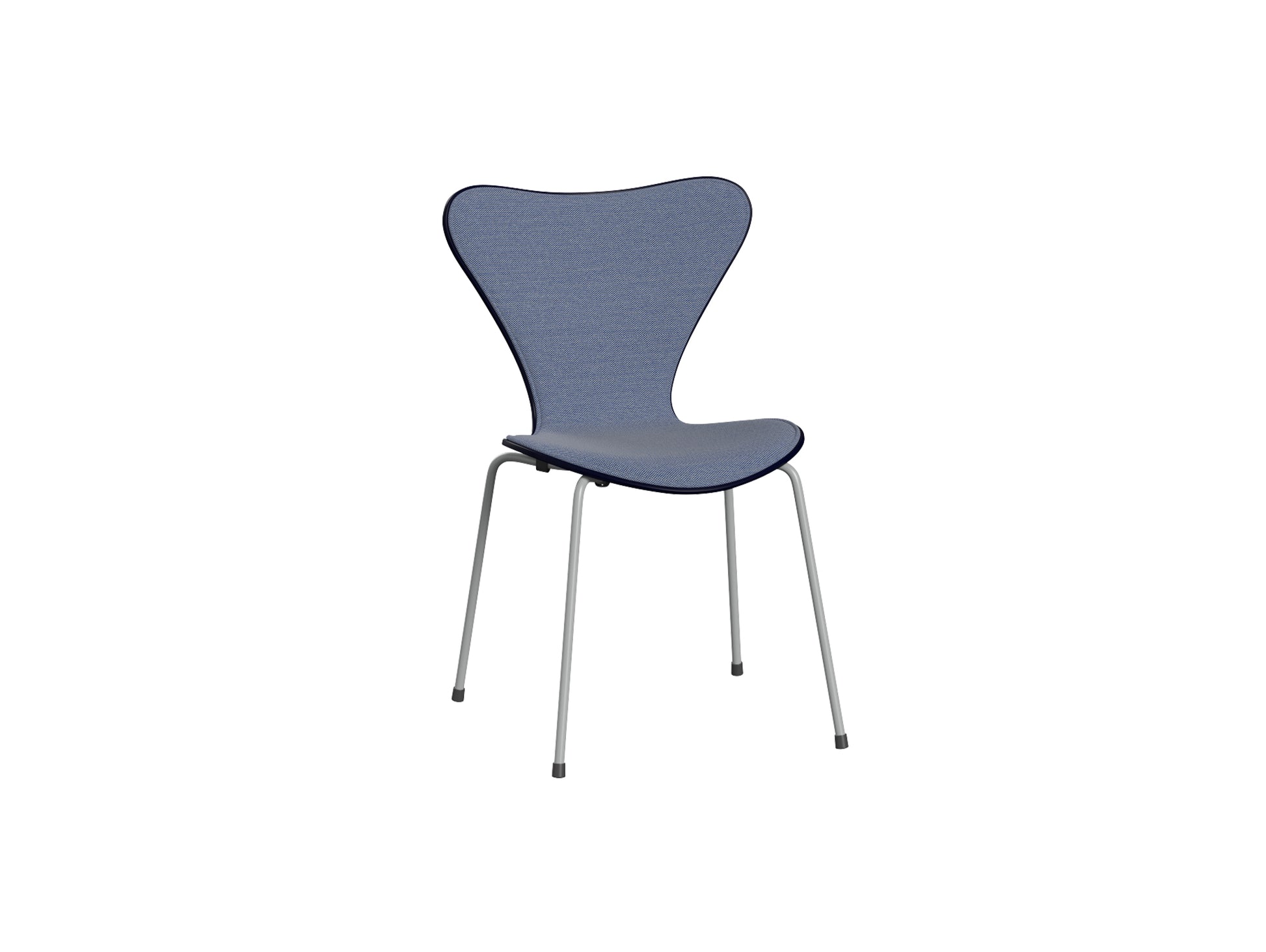 Series 7™ 3107 Dining Chair (Front Upholstered) by Fritz Hansen - Nine Grey Steel / Front: Steelcut Trio 3 716 / Back: Midnight Blue Lacquered Veneer