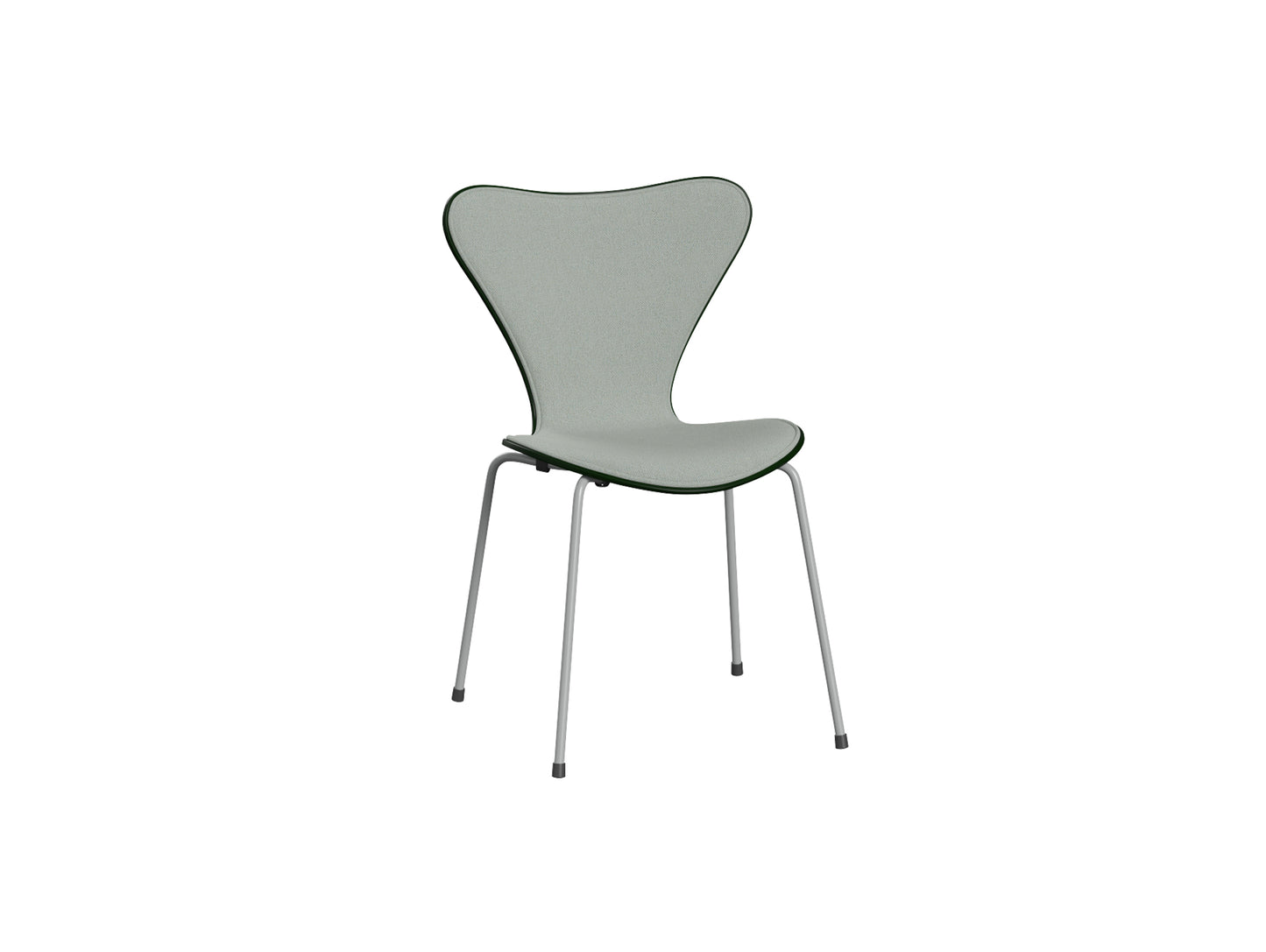 Series 7™ 3107 Dining Chair (Front Upholstered) by Fritz Hansen - Nine Grey Steel / Front: Sunniva 3 132 / Back: Evergreen Lacquered Veneer