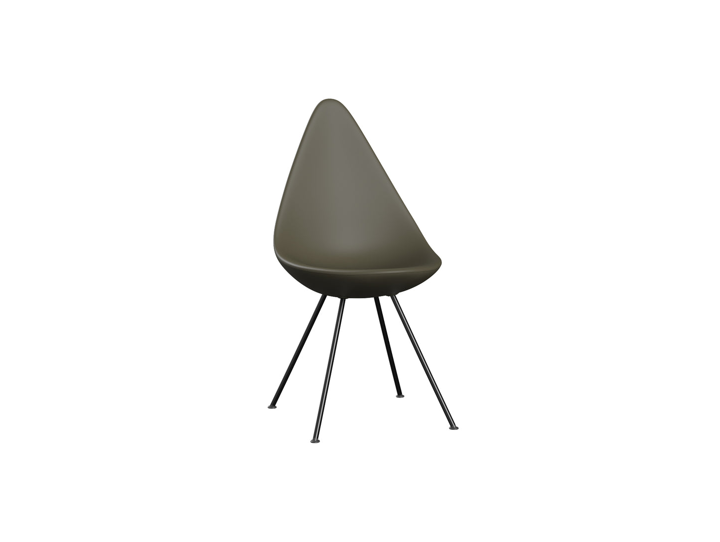 Drop Dining Chair Plastic (3110) by Fritz Hansen - Olive / Black Base