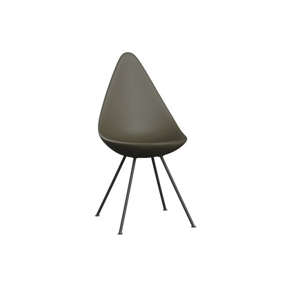 Drop Dining Chair Plastic (3110) by Fritz Hansen - Olive / Warm Graphite Base