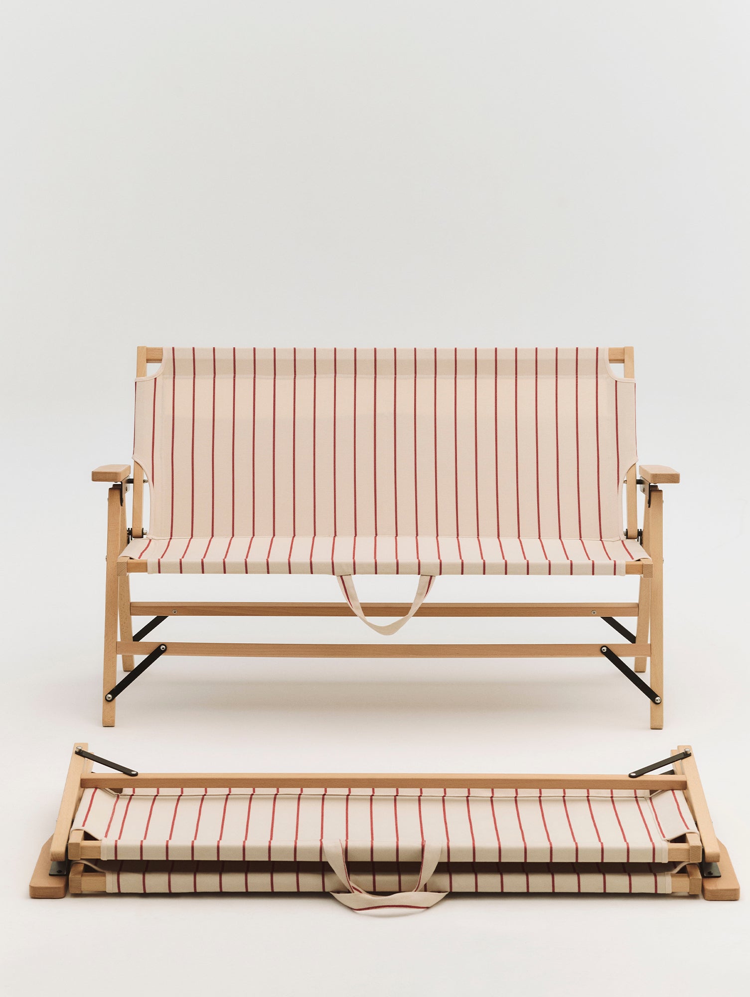 Outdoor Market Folding Sofa by HAY - Beige with Red Stripe