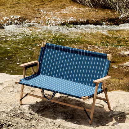 Outdoor Market Folding Sofa by HAY - Blue with Beige Stripe