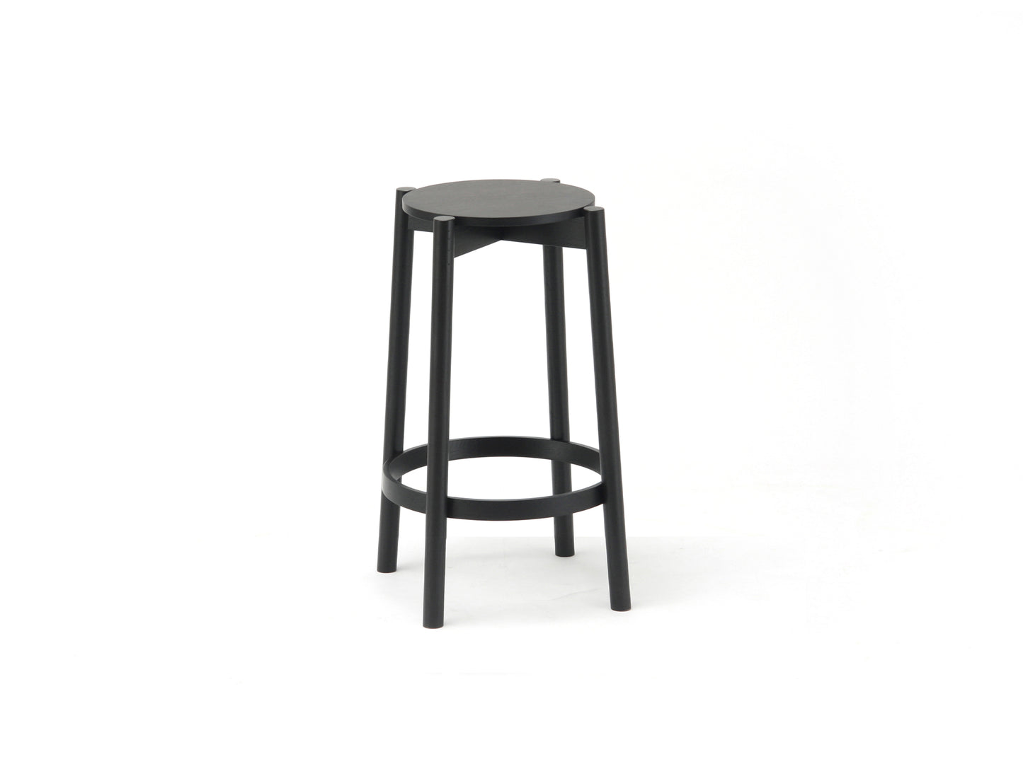 Castor Barstool by Karimoku New Standard - Low / Grain Matte Black Lacquered Oak