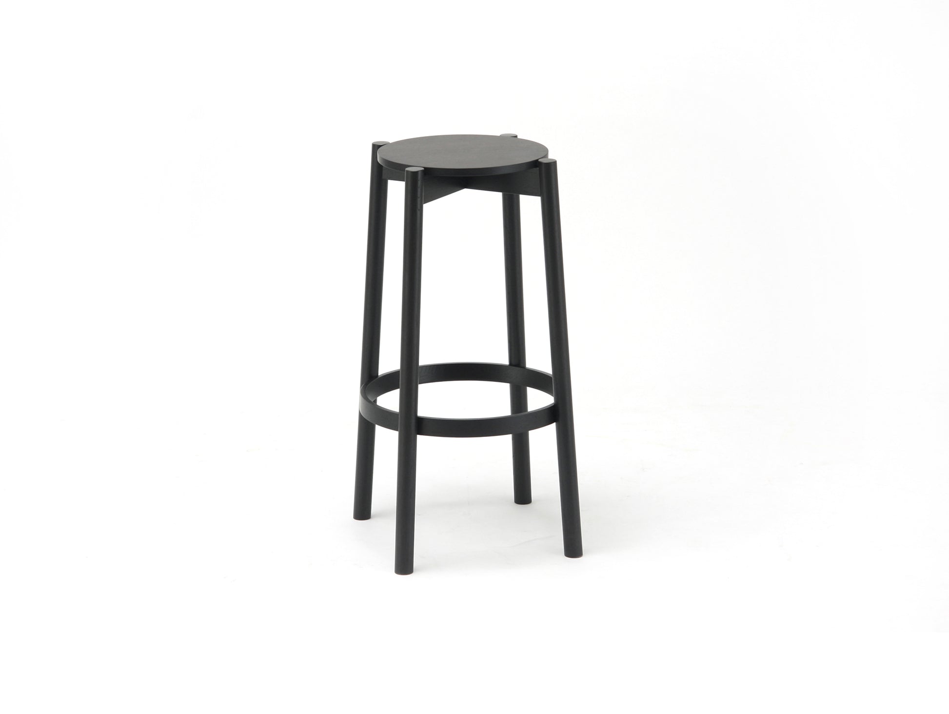 Castor Barstool by Karimoku New Standard - High /Grain Matte Black Lacquered Oak