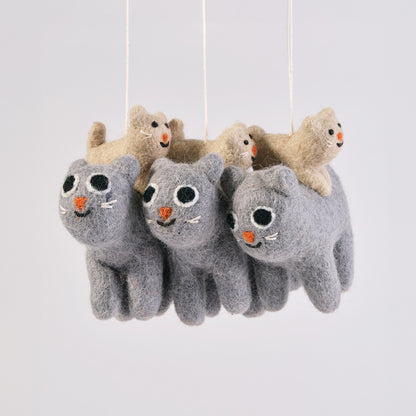 Pabs Cat Felted Hanging Decorations by Wrap Stationery