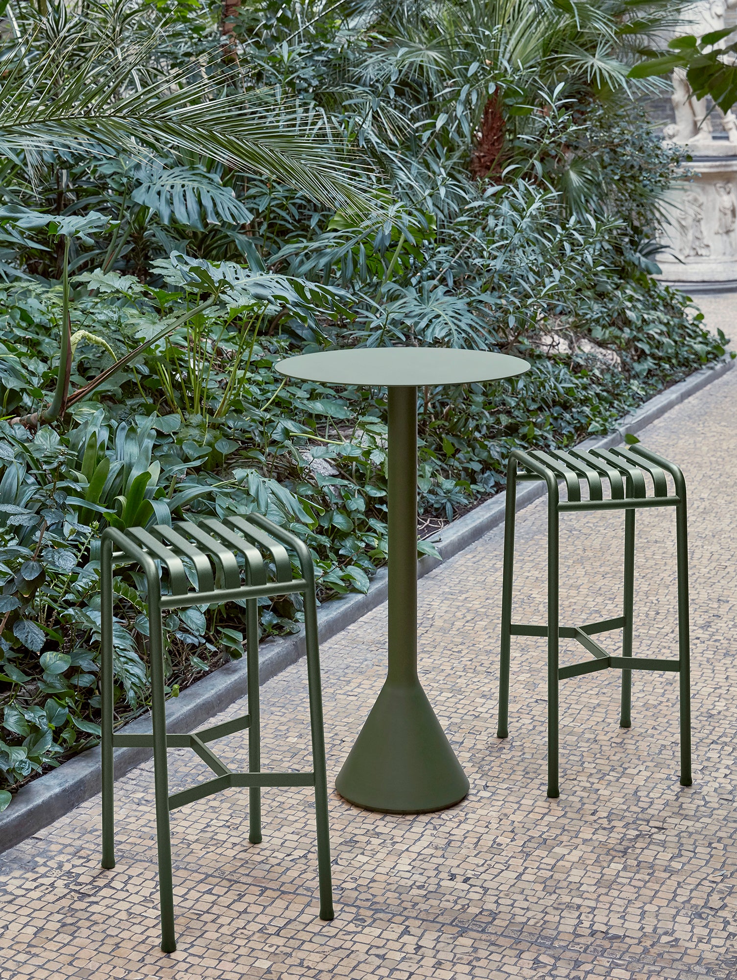 Palissade Bar Stool by HAY - Olive