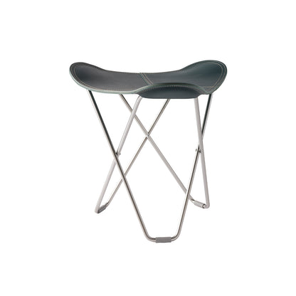 Pampa Flying Goose Stool by Cuero - Chrome Frame / Ocean Blue Leather