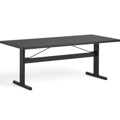 Passerelle Table by HAY - Black Linoleum Tabletop / In Black Oak Frame / Ink Black Crossbar