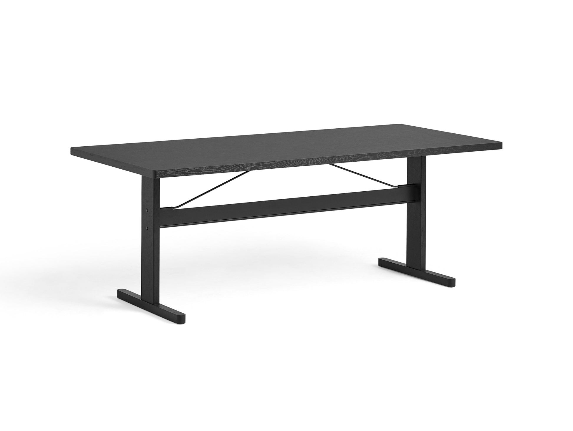 Passerelle Table by HAY - Black Linoleum Tabletop / In Black Oak Frame / Ink Black Crossbar