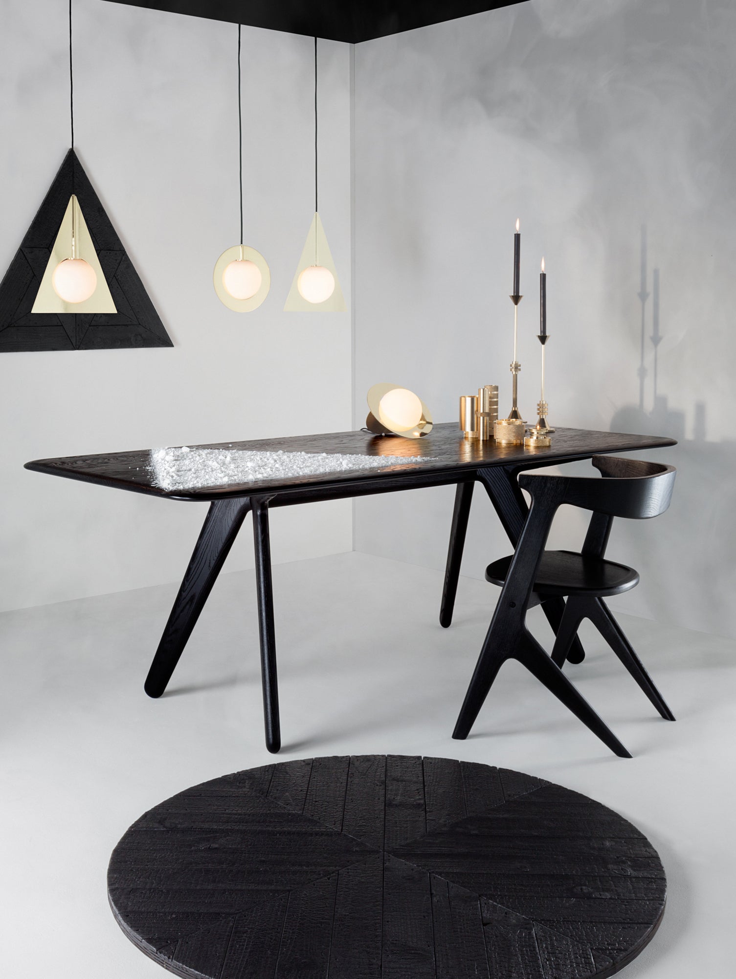 Slab Dining Table by Tom Dixon - 200 cm / Lacquered Black Oak 