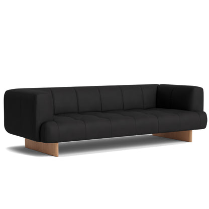 Quilton Lift 3-Seater Sofa by HAY - Lacquered Oak Base /  Black Sense Leather