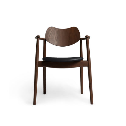 Regatta Chair Seat Upholstered by Ro Collection - Smoked Oak / Rio Black Leather