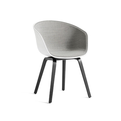 About A Chair AAC 22 - Front Upholstery by HAY - White 2.0 + Remix 3 123 Shell / Black Lacquered Oak Base