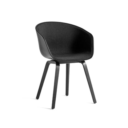 About A Chair AAC 22 - Front Upholstery by HAY - Black 2.0 + Remix 3 183 Shell / Black Lacquered Oak Base