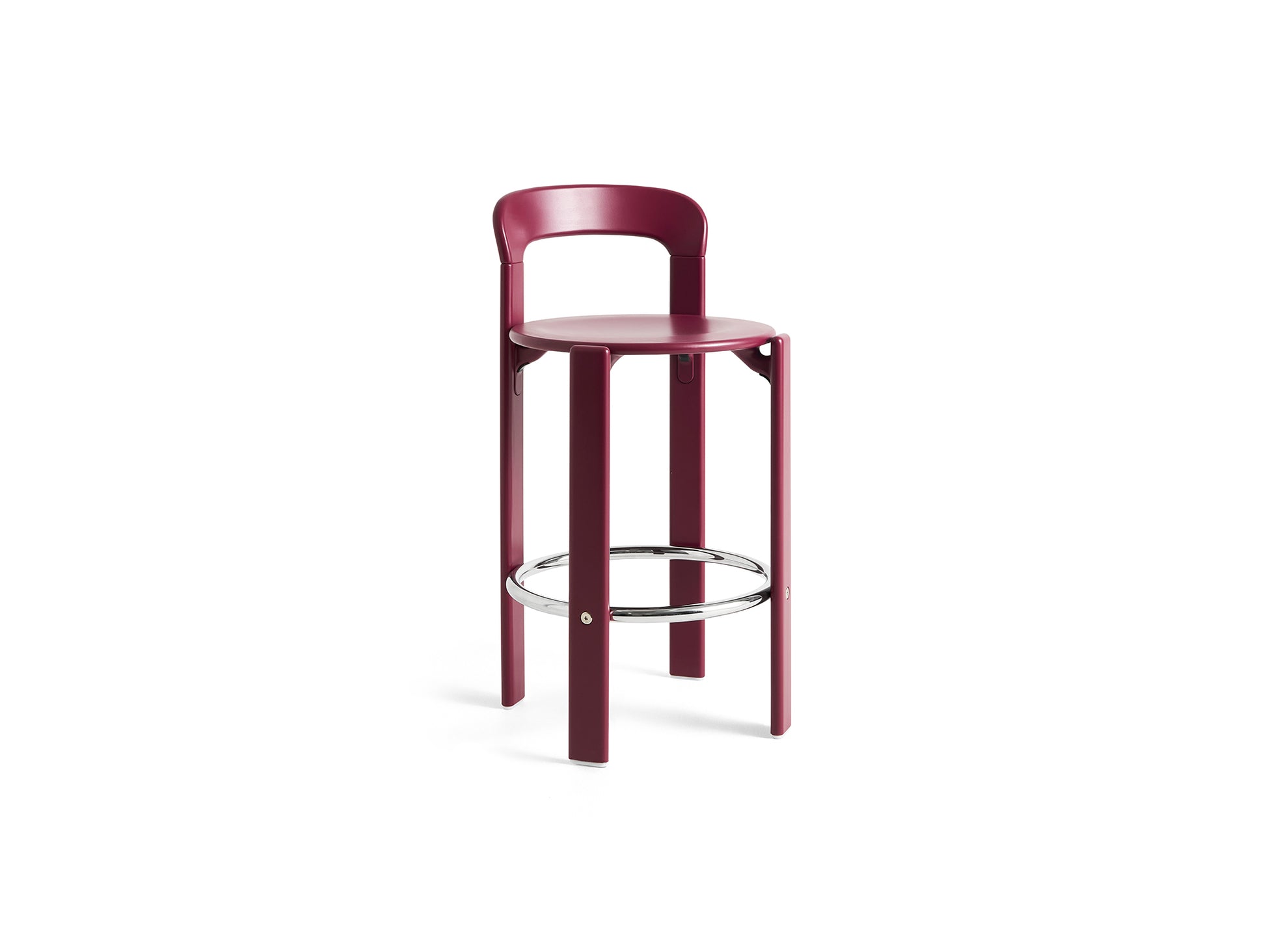Rey Bar Stool by HAY - H65 / Grape Red Lacquered Beech 