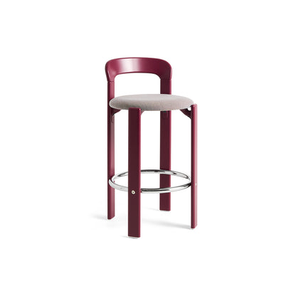 Rey Bar Stool by HAY - H65 / Grape Red Lacquered Beech / Steelcut Trio 416