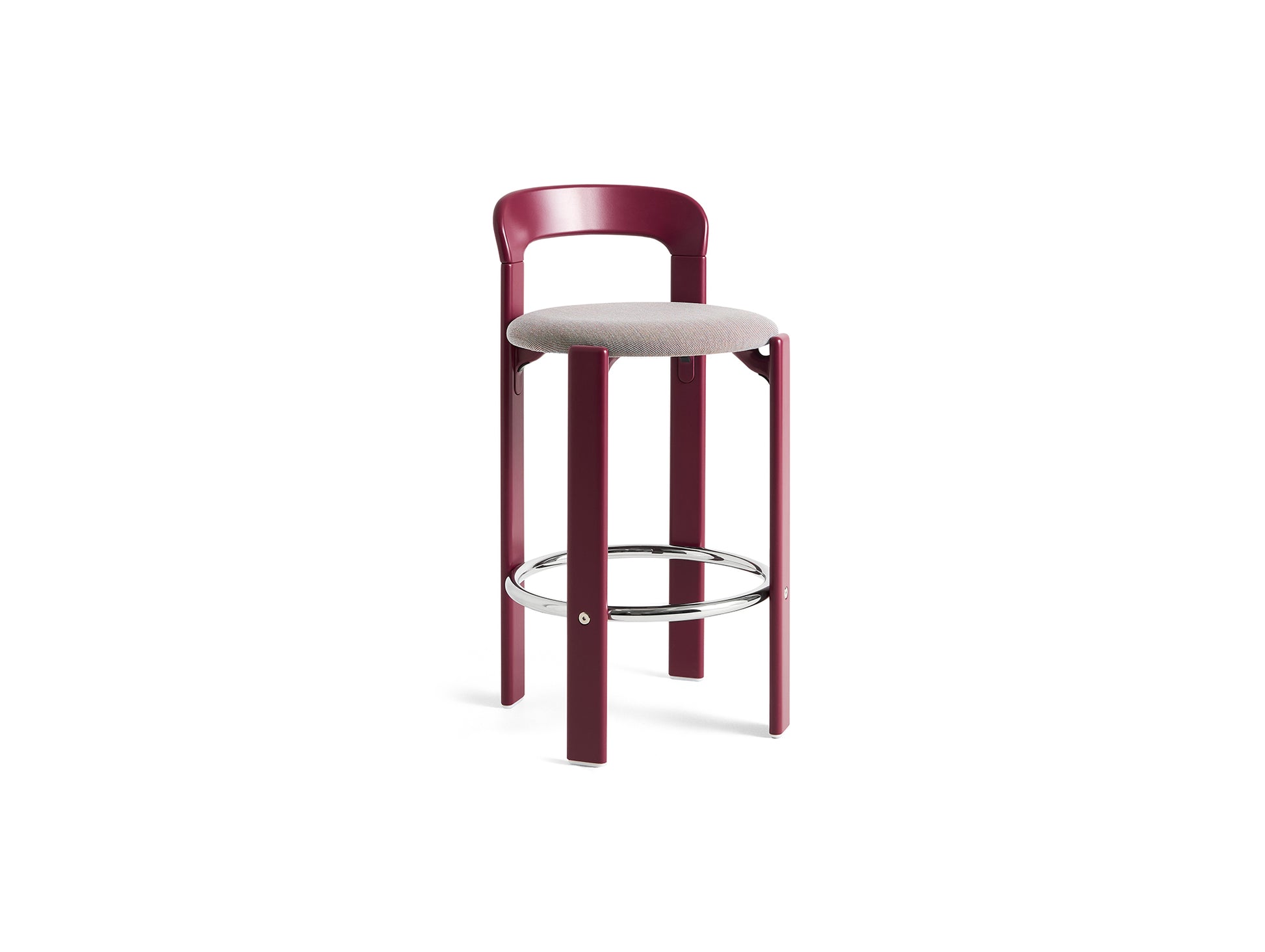 Rey Bar Stool by HAY - H65 / Grape Red Lacquered Beech / Steelcut Trio 416
