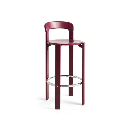 Rey Bar Stool by HAY - H75 / Grape Red Lacquered Beech