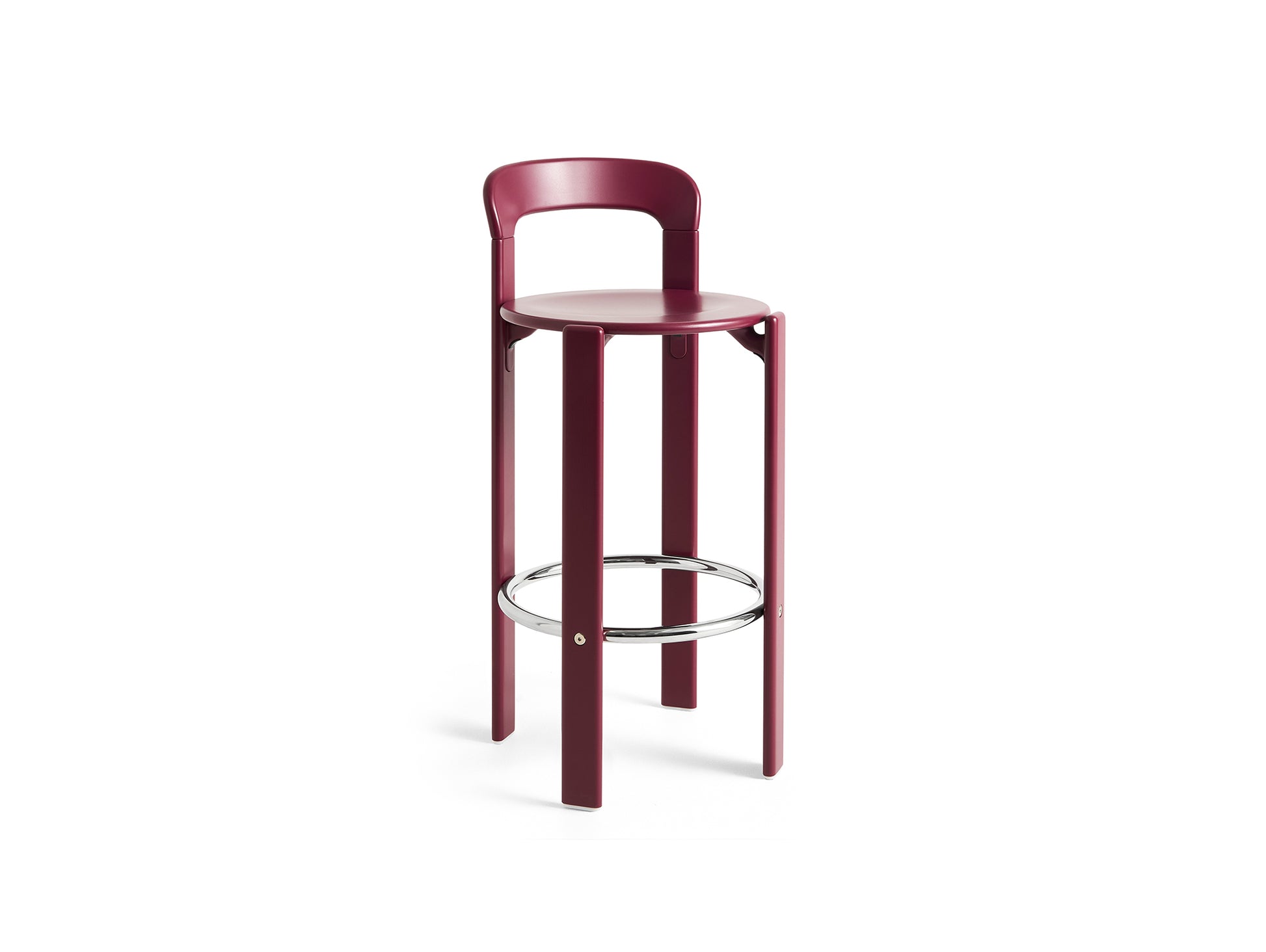 Rey Bar Stool by HAY - H75 / Grape Red Lacquered Beech