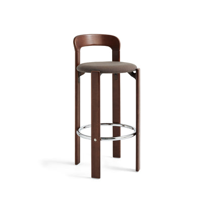 Rey Bar Stool by HAY - H75 / Umber Brown Lacquered Beech / Steelcut Trio 376