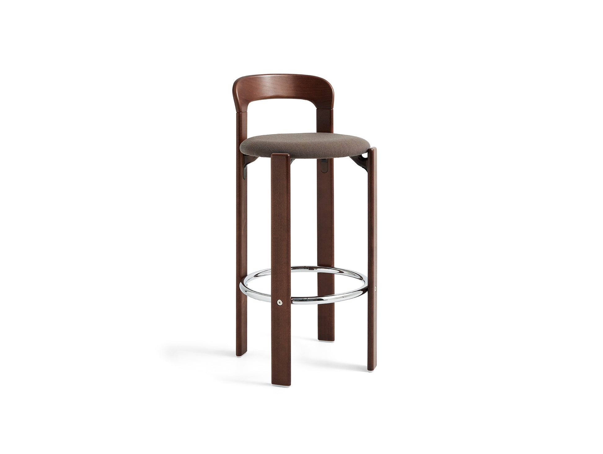 Rey Bar Stool by HAY - H75 / Umber Brown Lacquered Beech / Steelcut Trio 376