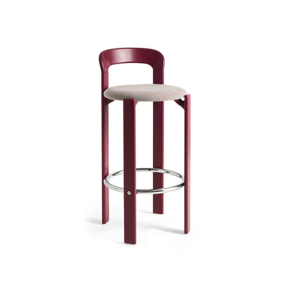 Rey Bar Stool by HAY - H75 / Grape Red Lacquered Beech / Steelcut Trio 416