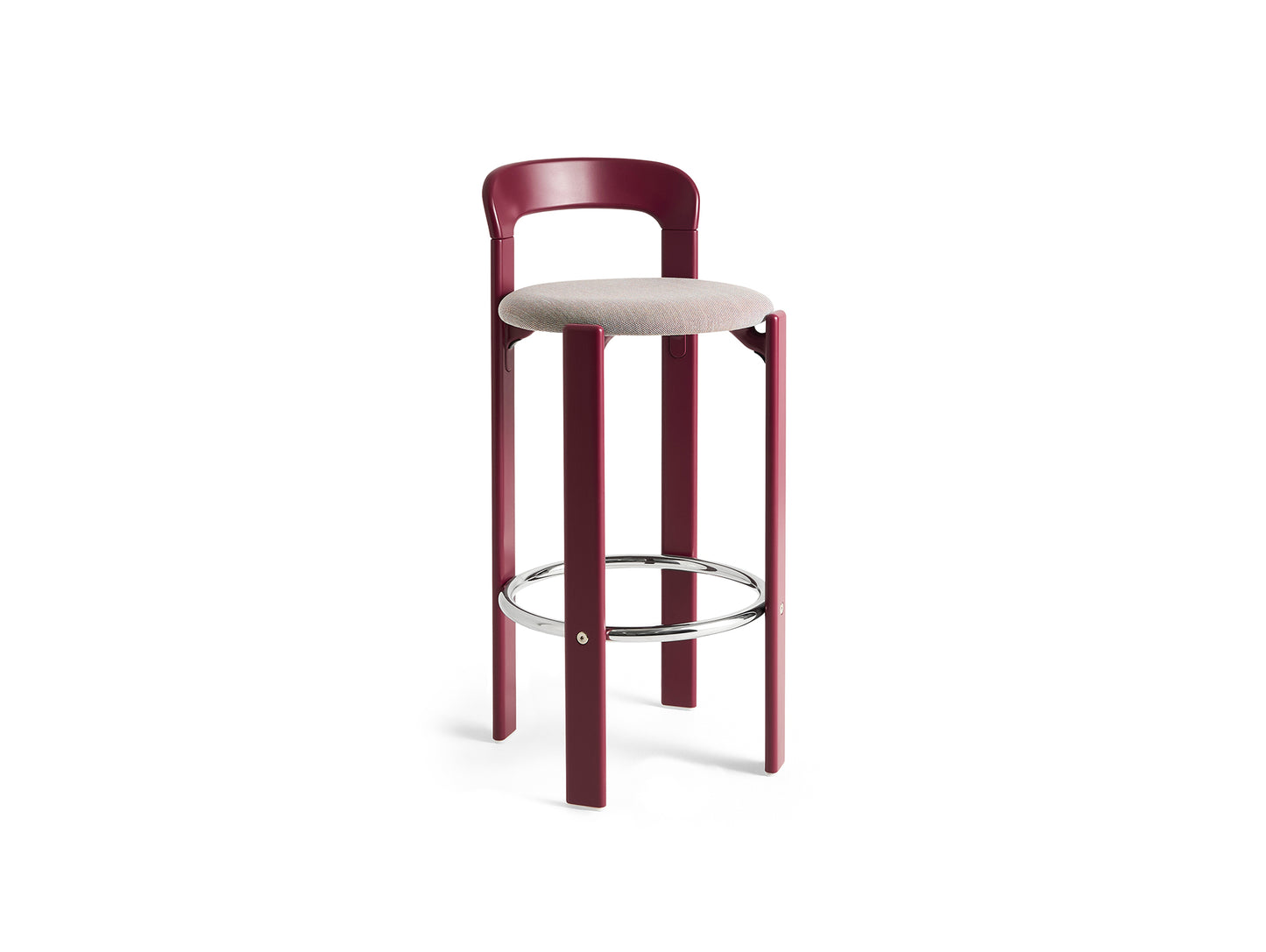 Rey Bar Stool by HAY - H75 / Grape Red Lacquered Beech / Steelcut Trio 416