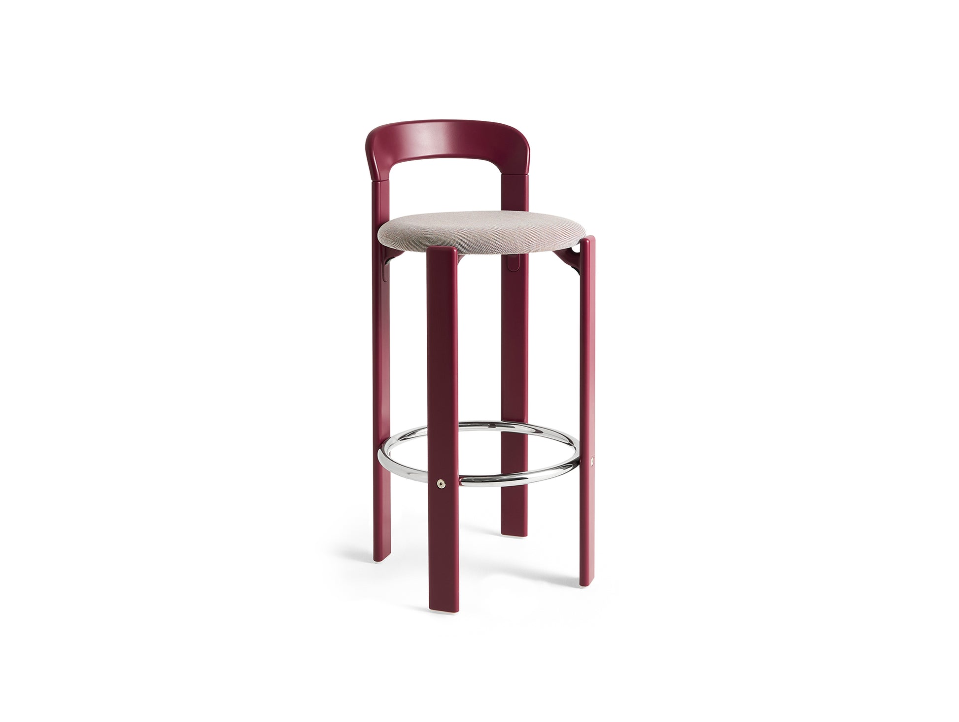 Rey Bar Stool by HAY - H75 / Grape Red Lacquered Beech / Steelcut Trio 416
