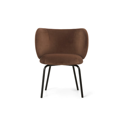 Rico Dining Chair - Fixed Base by Ferm Living - Rich Velvet 36 Soft Brown / Black Base