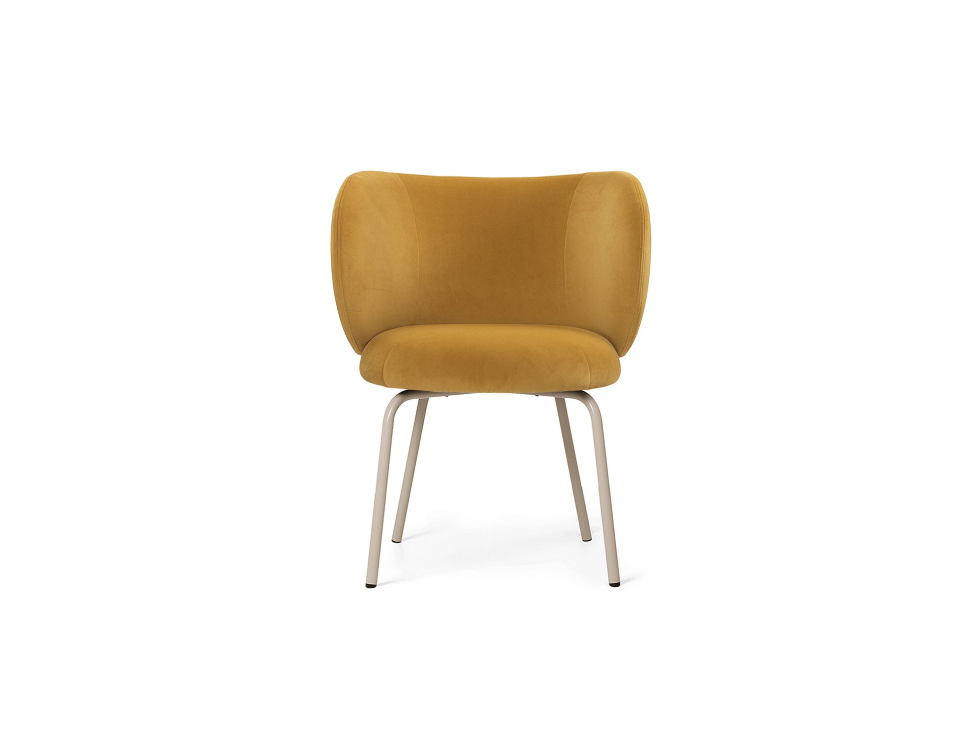 Rico Dining Chair - Fixed Base by Ferm Living - Rich Velvet 79 Honey / Cashmere Base